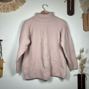 Women's Dusty Pink Jeanne Pierre Wool Blend Turtleneck Knit Sweater Size Medium
